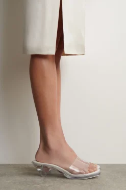 PERSPEX KITTEN-HEEL MULES