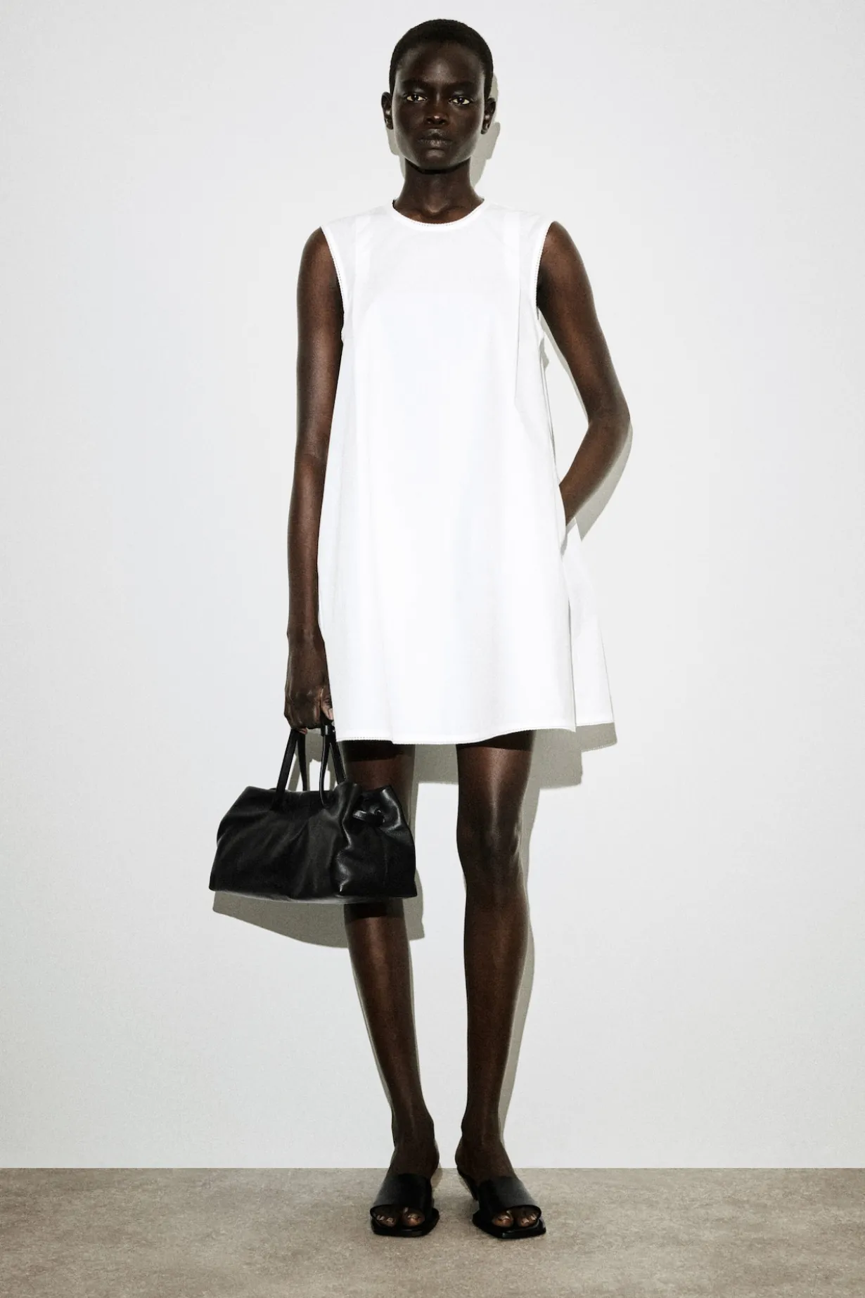 PICOT-TRIMMED PLEATED MINI DRESS