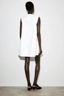 PICOT-TRIMMED PLEATED MINI DRESS