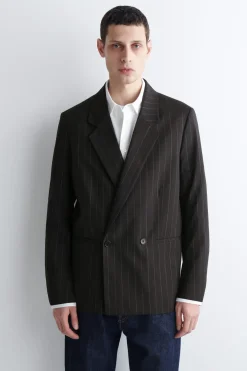 PINSTRIPED DOUBLE-BREASTED BLAZER