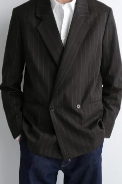 PINSTRIPED DOUBLE-BREASTED BLAZER