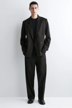 PINSTRIPED RELAXED-FIT WIDE-LEG PANTS