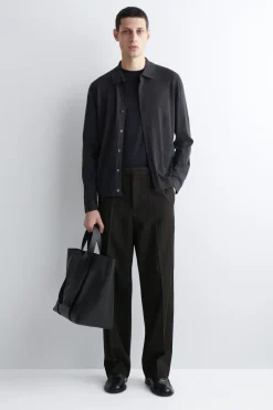 PINSTRIPED RELAXED-FIT WIDE-LEG PANTS