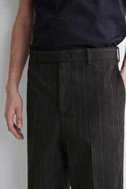 PINSTRIPED RELAXED-FIT WIDE-LEG PANTS