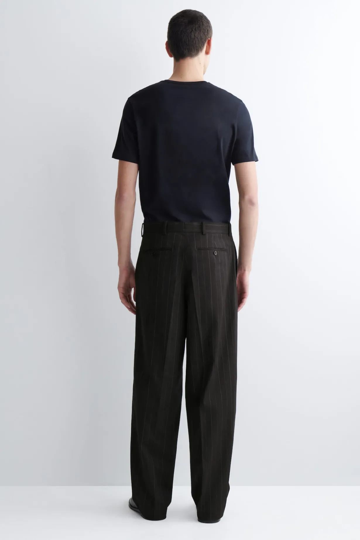 PINSTRIPED RELAXED-FIT WIDE-LEG PANTS