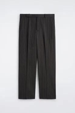 PINSTRIPED RELAXED-FIT WIDE-LEG PANTS
