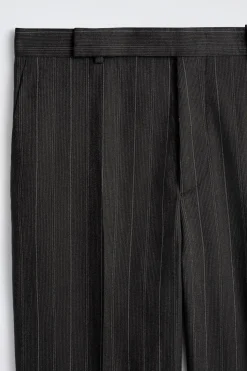 PINSTRIPED RELAXED-FIT WIDE-LEG PANTS