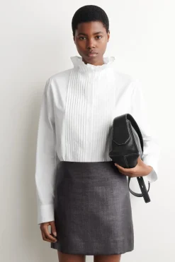 PINTUCKED COTTON BLOUSE