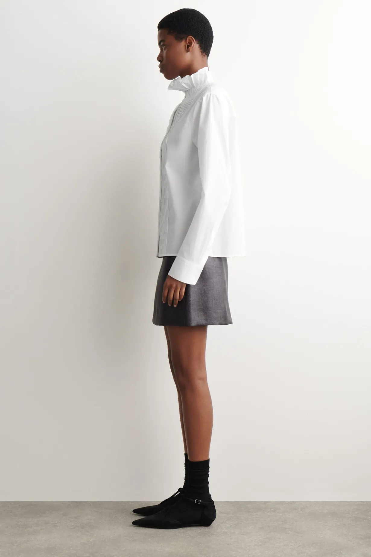 PINTUCKED COTTON BLOUSE
