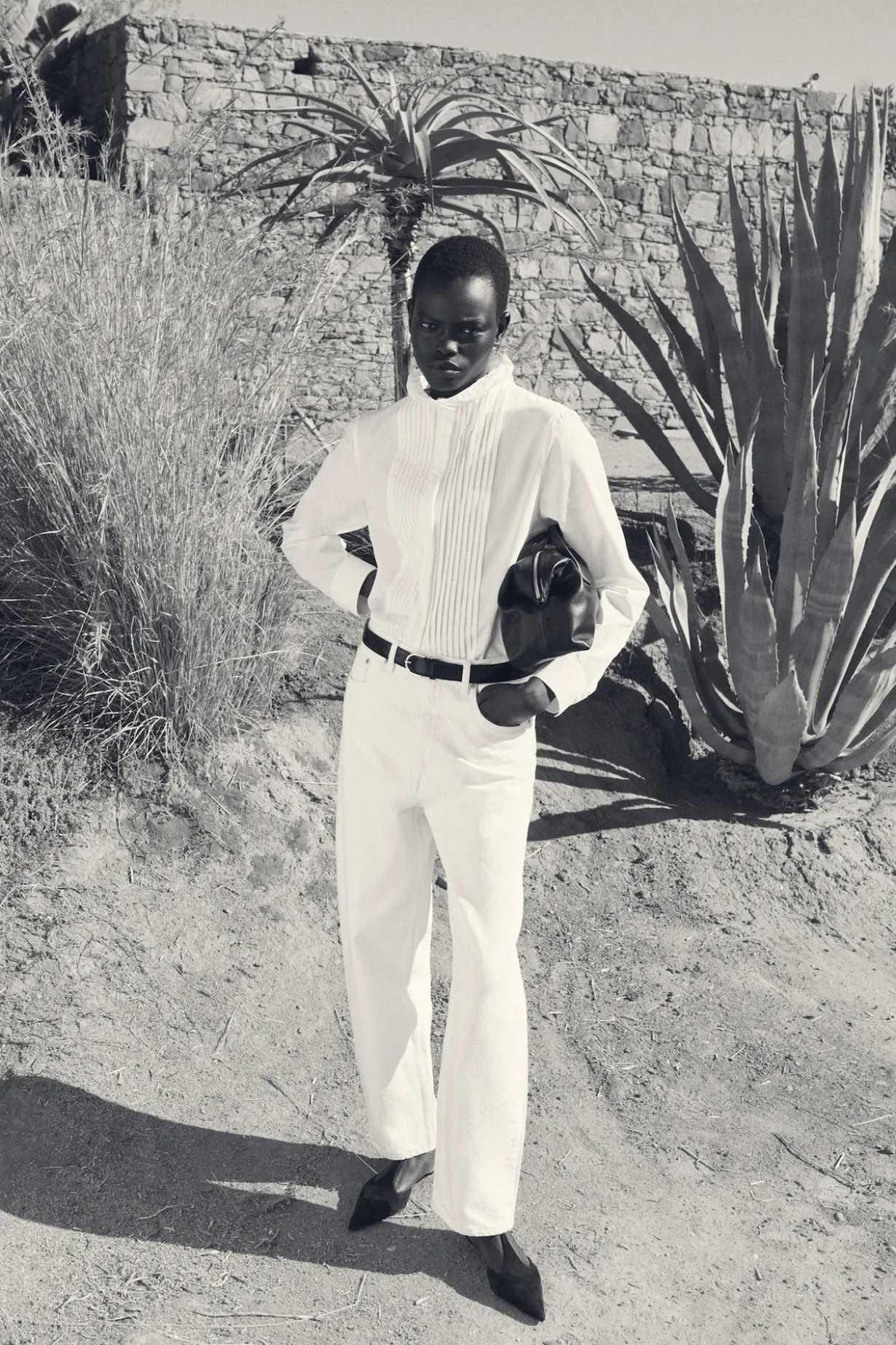 PINTUCKED COTTON BLOUSE