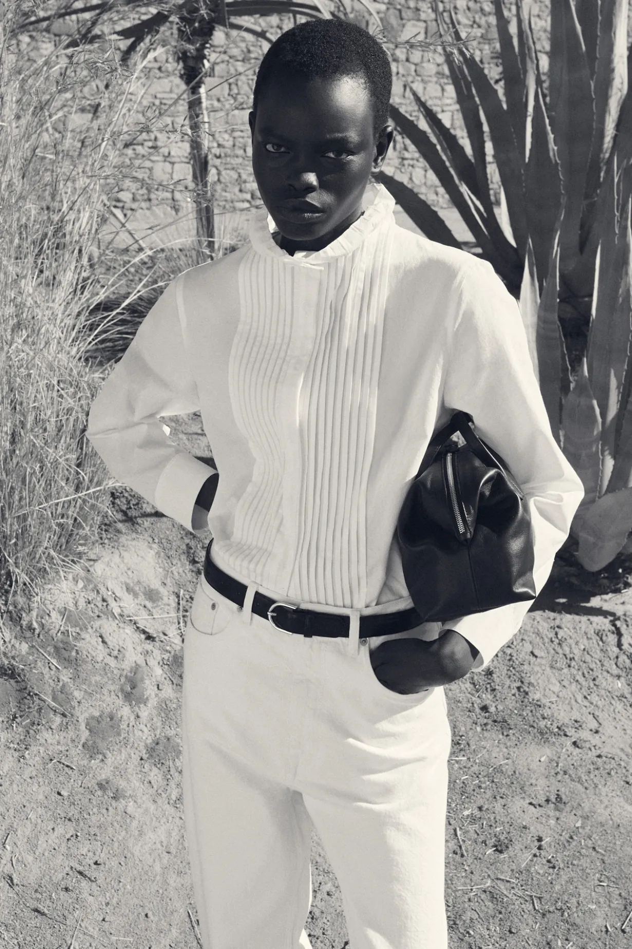 PINTUCKED COTTON BLOUSE
