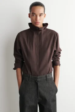 PINTUCKED COTTON BLOUSE