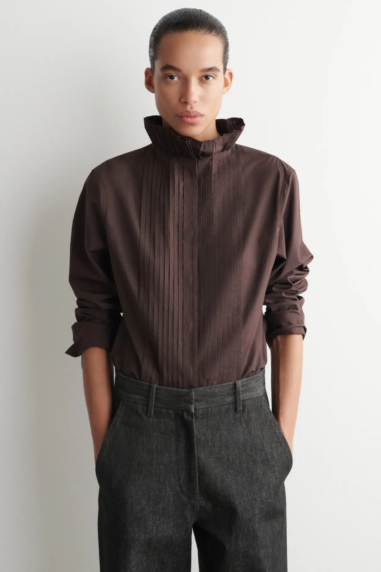 PINTUCKED COTTON BLOUSE