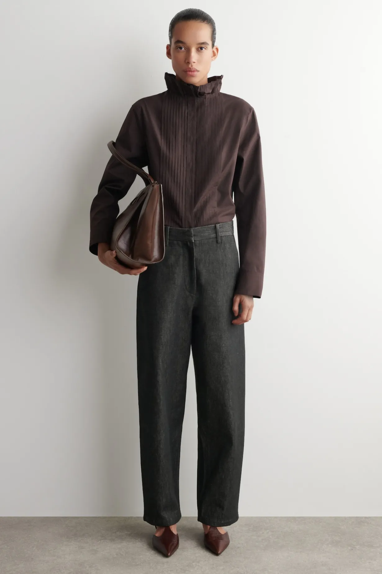 PINTUCKED COTTON BLOUSE