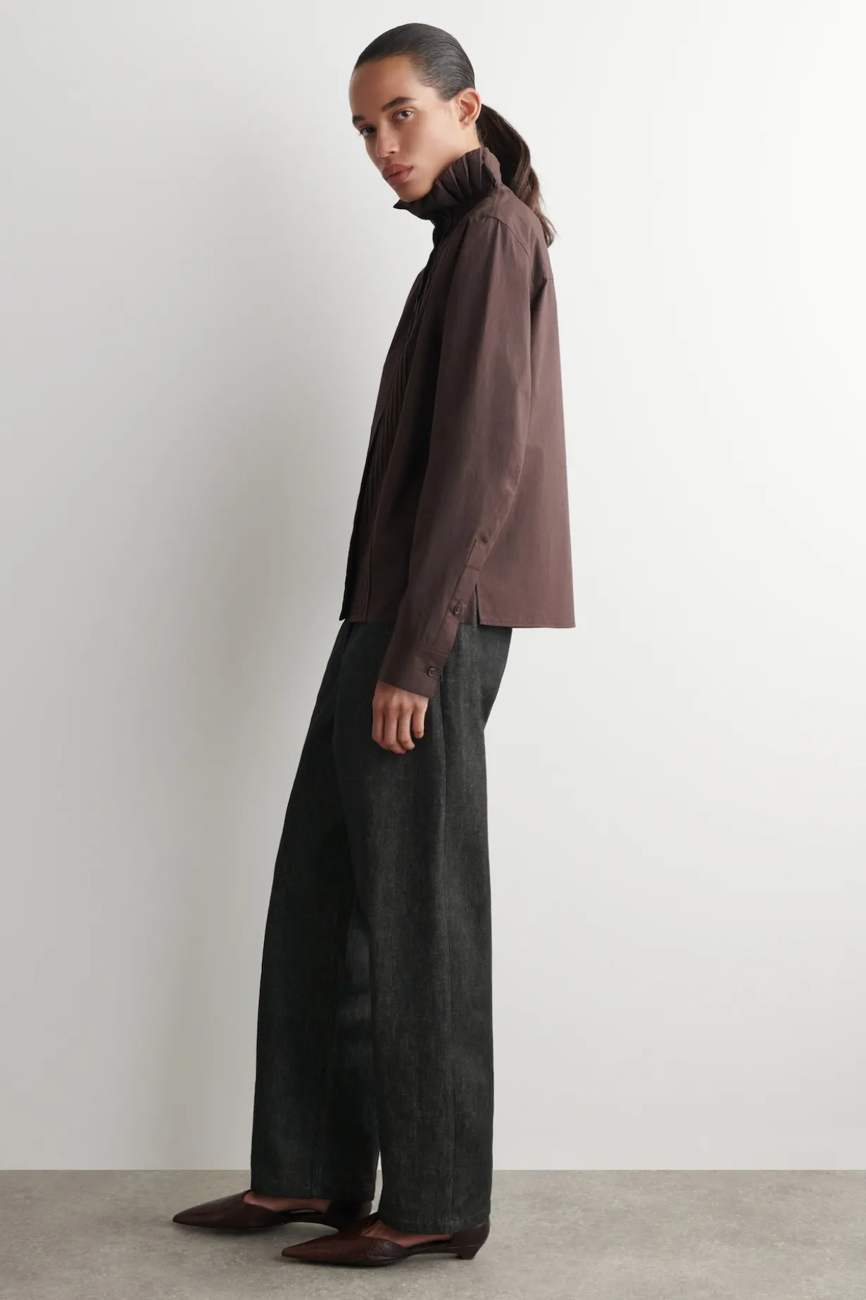 PINTUCKED COTTON BLOUSE