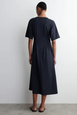 PINTUCKED COTTON MINI DRESS