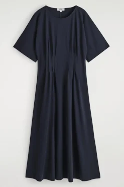 PINTUCKED COTTON MINI DRESS