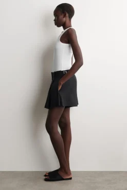 PLEATED BELTED LINEN SHORTS