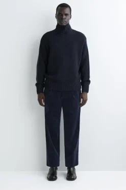 PLEATED CORDUROY RELAXED-FIT STRAIGHT-LEG PANTS