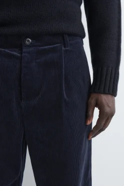 PLEATED CORDUROY RELAXED-FIT STRAIGHT-LEG PANTS