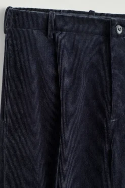 PLEATED CORDUROY RELAXED-FIT STRAIGHT-LEG PANTS
