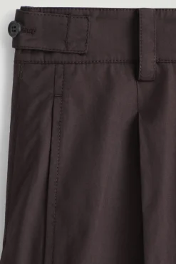 PLEATED COTTON BARREL-LEG TROUSERS