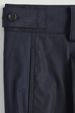 PLEATED COTTON BARREL-LEG TROUSERS