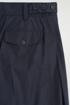 PLEATED COTTON BARREL-LEG TROUSERS