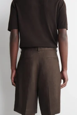 PLEATED LINEN DRAWSTRING SHORTS