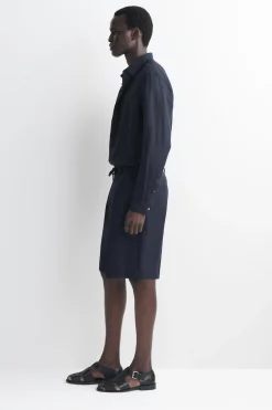 PLEATED LINEN DRAWSTRING SHORTS