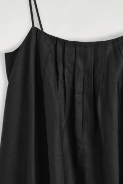 PLEATED LINEN MAXI DRESS