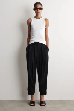 PLEATED TWILL BALLOON PANTS