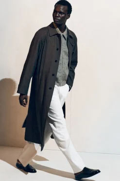 PLEATED WIDE-LEG DENIM PANTS