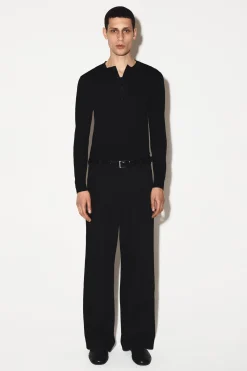PLEATED WIDE-LEG DENIM PANTS