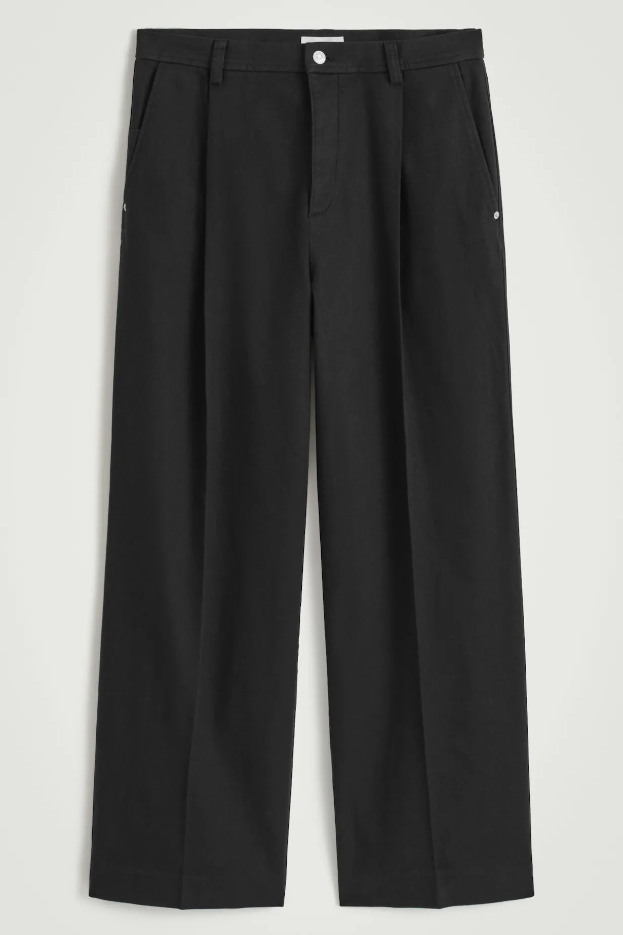 PLEATED WIDE-LEG DENIM PANTS