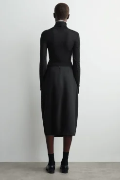 PLEATED WOOL MIDI TULIP SKIRT