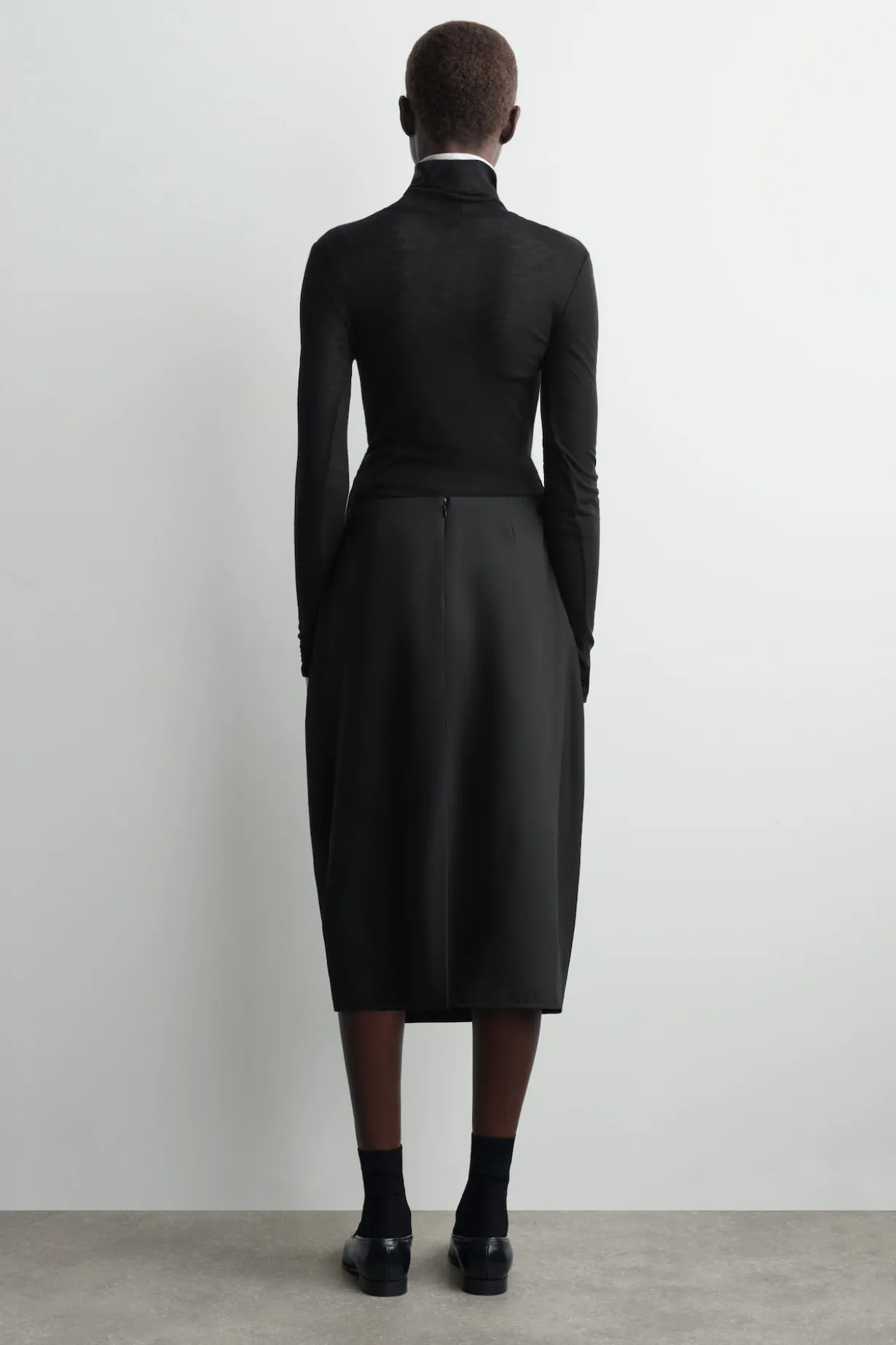 PLEATED WOOL MIDI TULIP SKIRT
