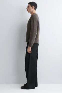 PLEATED WOOL WIDE-LEG PANTS