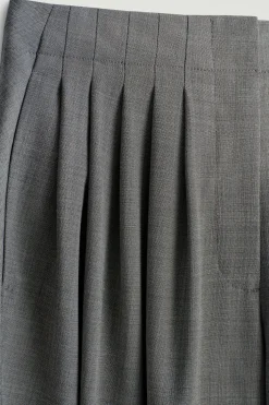 PLEATED WOOL-BLEND BALLOON-LEG PANTS