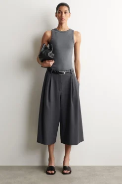 PLEATED WOOL-BLEND CULOTTES