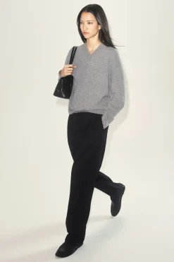 PLEATED WOOL-BLEND TAPERED PANTS
