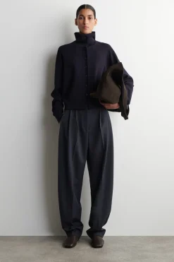 PLEATED WOOL-BLEND TULIP PANTS