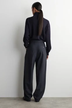 PLEATED WOOL-BLEND TULIP PANTS