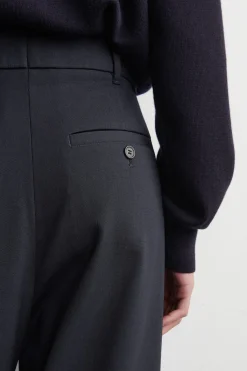 PLEATED WOOL-BLEND TULIP PANTS