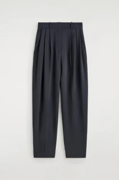 PLEATED WOOL-BLEND TULIP PANTS