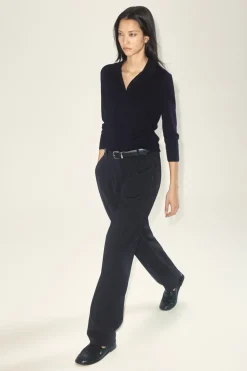 PLEATED WOOL-BLEND TULIP PANTS
