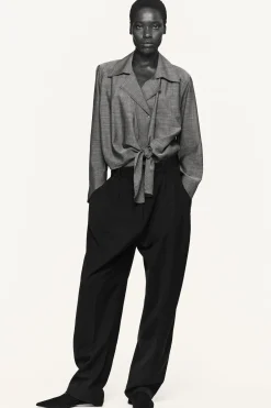 PLEATED WOOL-BLEND TULIP PANTS