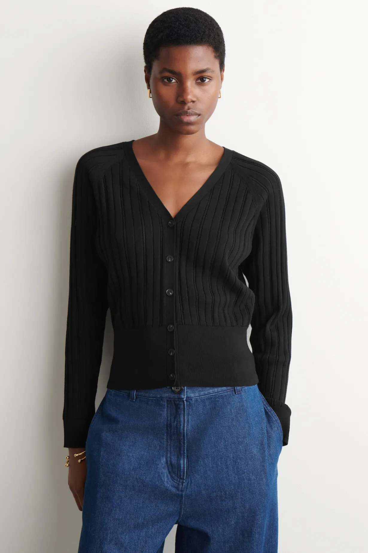 POINTELLE-KNIT COTTON CARDIGAN