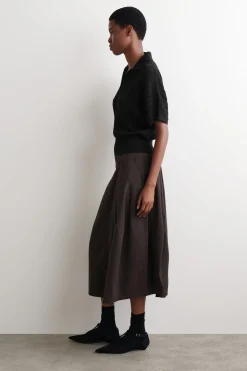 POINTELLE-KNIT COTTON POLO TOP