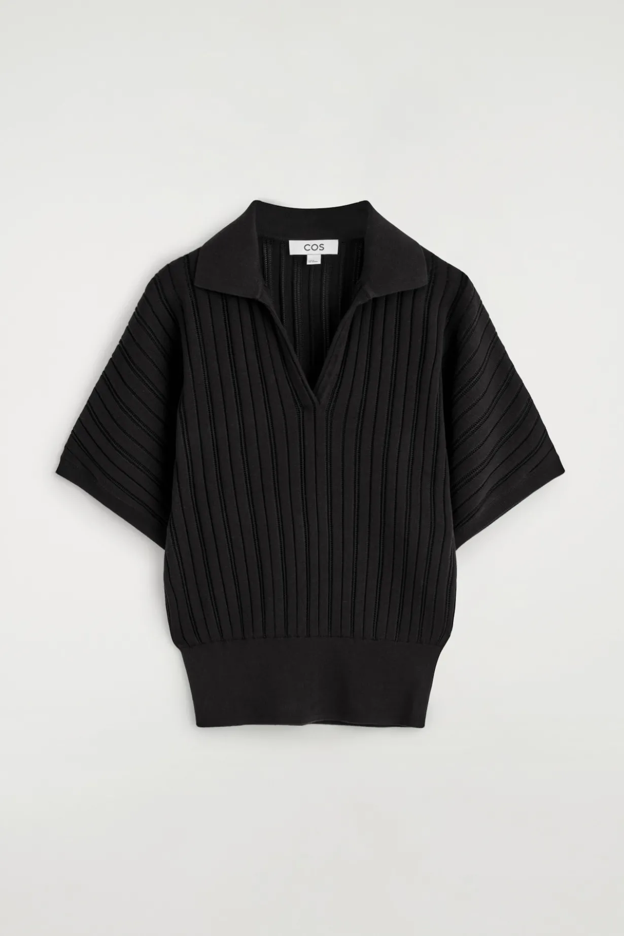 POINTELLE-KNIT COTTON POLO TOP